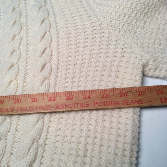 Aran Handknit Fisherman Sweater Men XL Natural Ivory Cable Chunky Knit Pullover - Picture 5 of 16
